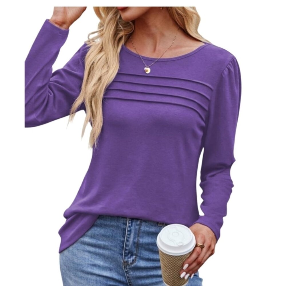 NWT FANTASLOOK -Large Chic Purple Long Sleeve Women's Top - Picture 2 of 7